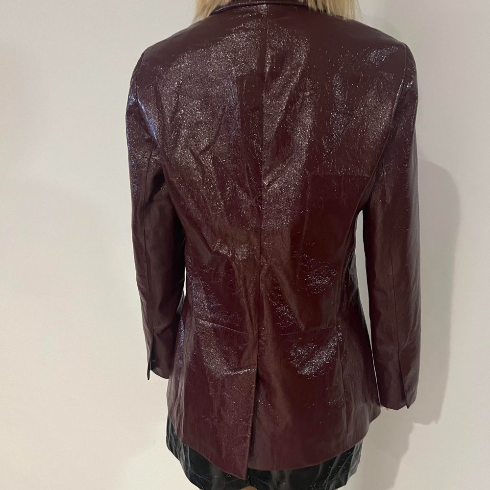 LNA Faux-leather crinkle jacket in wine - Picture 6 of 15